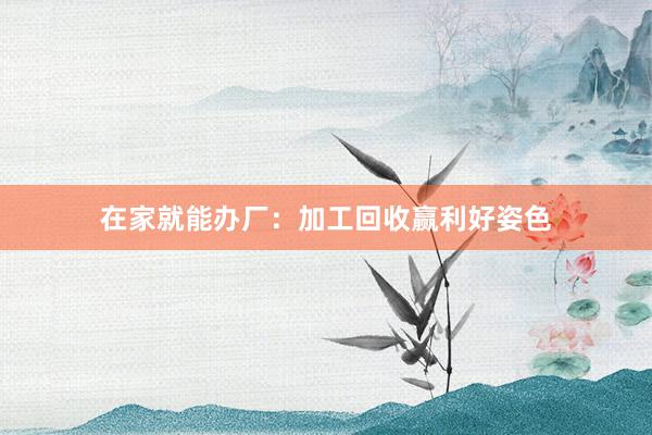 在家就能办厂：加工回收赢利好姿色