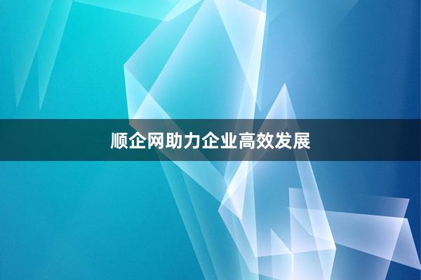 顺企网助力企业高效发展
