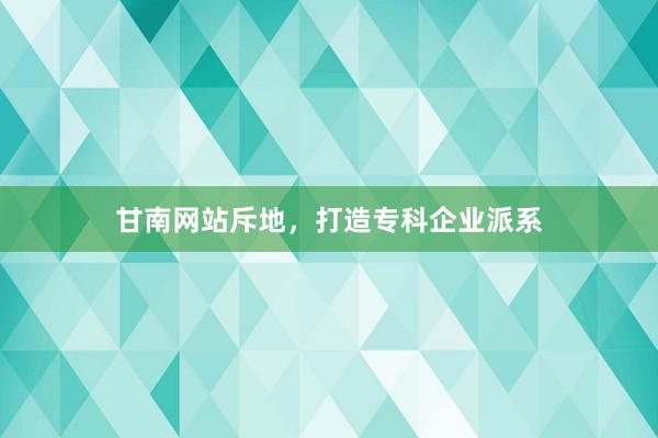 甘南网站斥地，打造专科企业派系